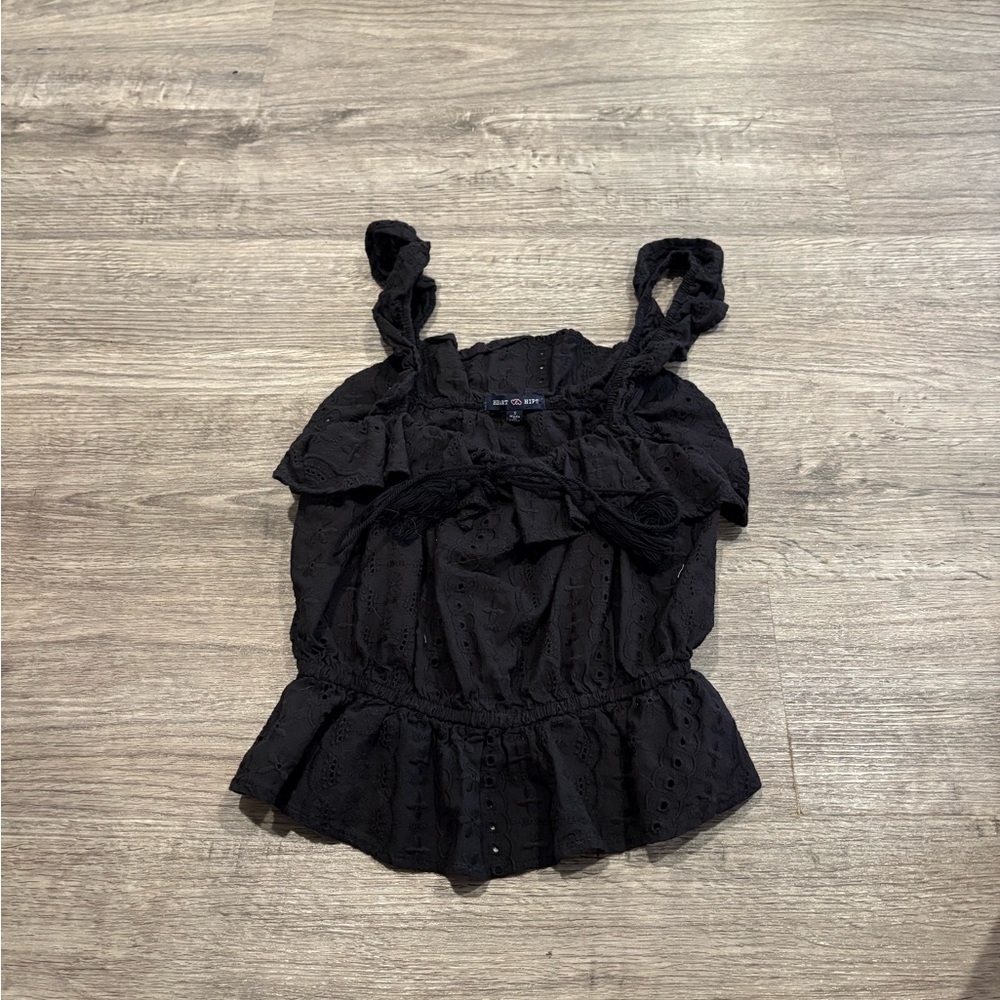 Black Boutique Ruffle Tank